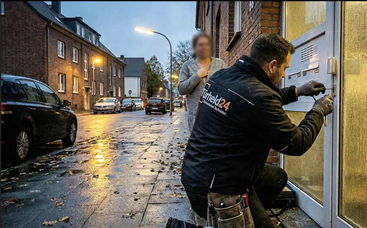 Türheld24 Monteur bei einer Türöffnung im Einsatz – Schlüsseldienst für Duisburg